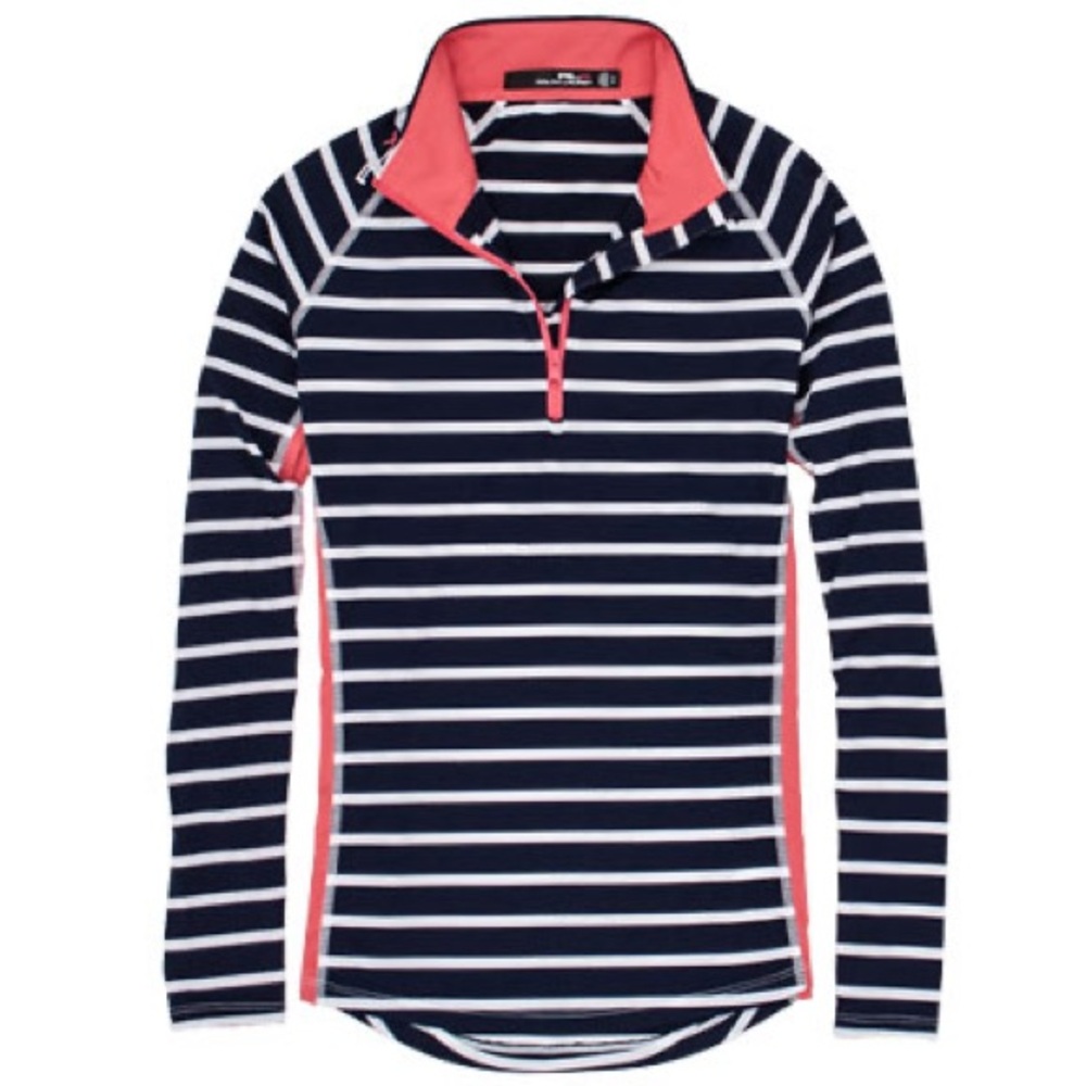 Ralph Lauren Navy and Pink Striped Long Sleeve Top